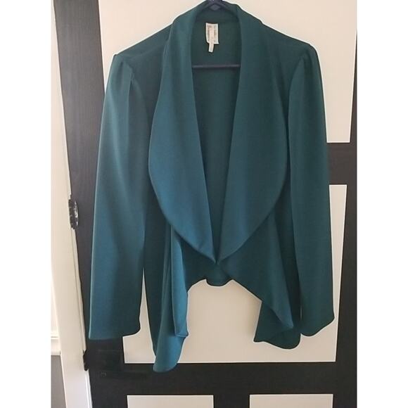 Moa Collection Green Open Front Jacket Size 2xl Shawl Collar - Picture 1 of 5